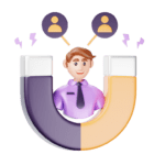Icon for lead generation services showing a magnet attracting new customers.